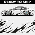 Car with Blossom Automotive Black Akari livery flame decals on it