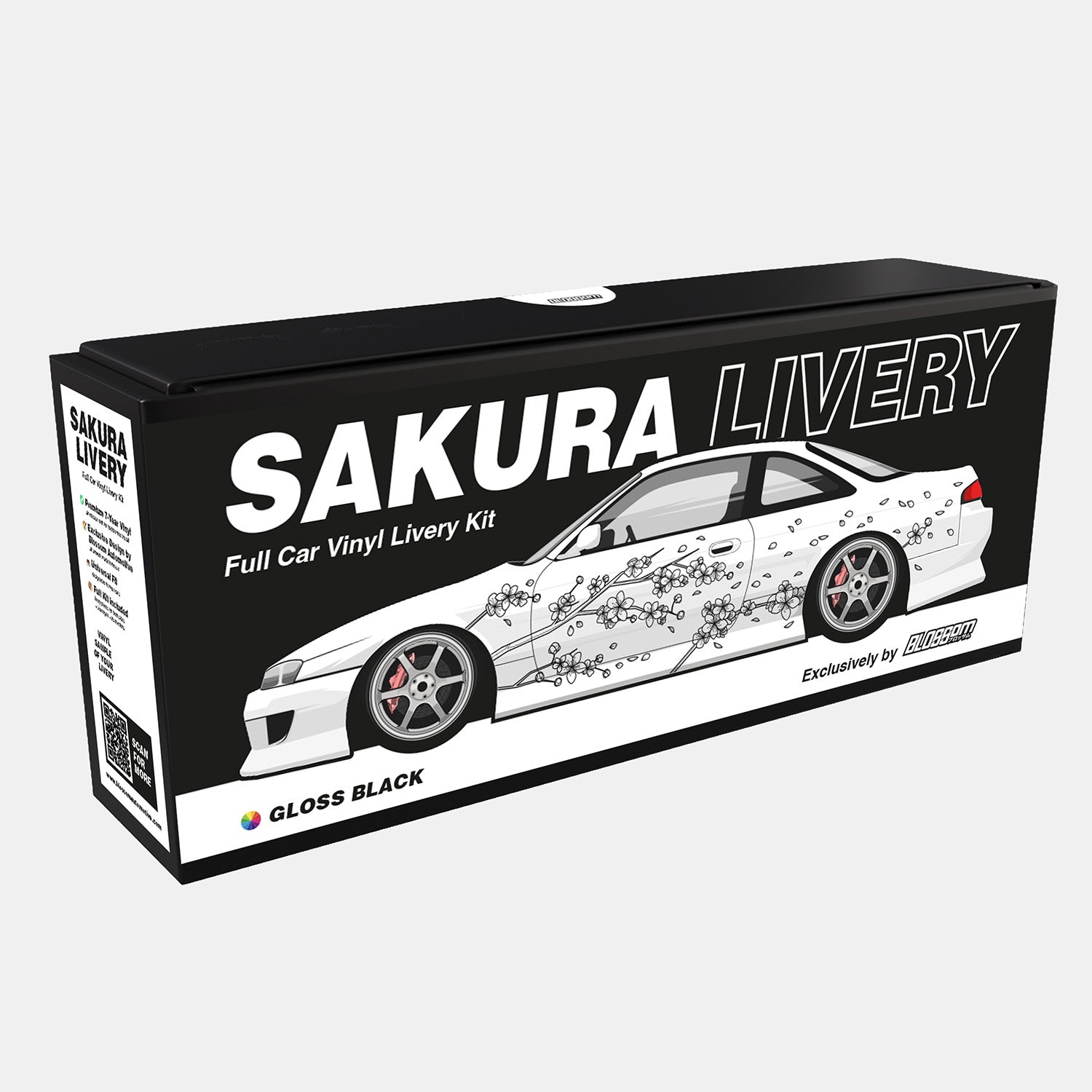 Sakura Livery car vinyl livery kit packaging on a white background