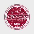 Circular maroon logo sticker featuring cherry blossoms, Japanese and English text, and two small flags (Japan, USA) at the bottom. Text: Blossom Automotive Classic Disc Slap Sticker and www.blossomautomotive.com.