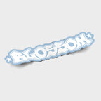 The White and Light Blue Blossom - Slap Sticker by Blossom Automotive features “BLOSSOM” in bold, graffiti-style letters with a blue outline and star accents on a light gray background.