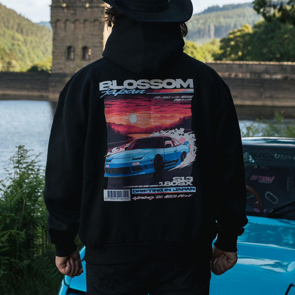 Sunset Drift Relaxed Hoodie - Black