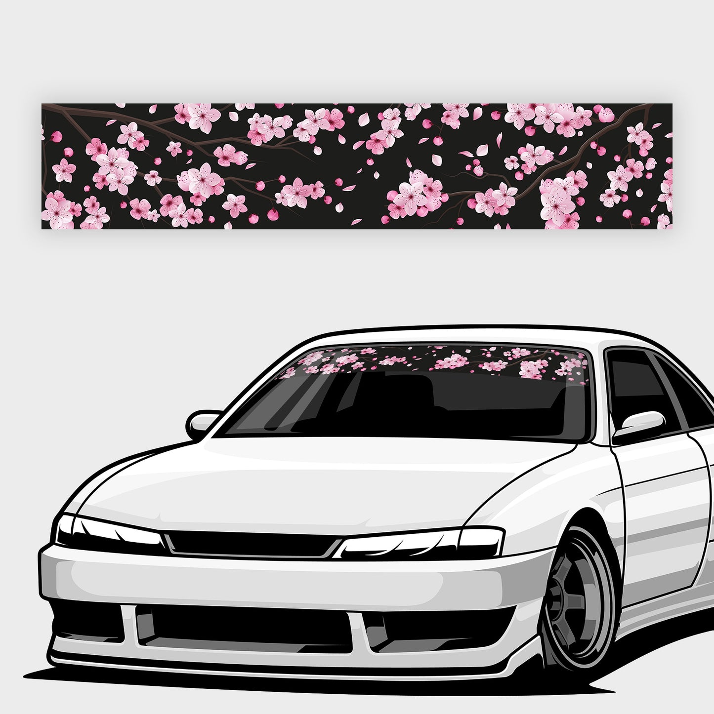 Blossom Printed Sunstrip (Gloss) - Black