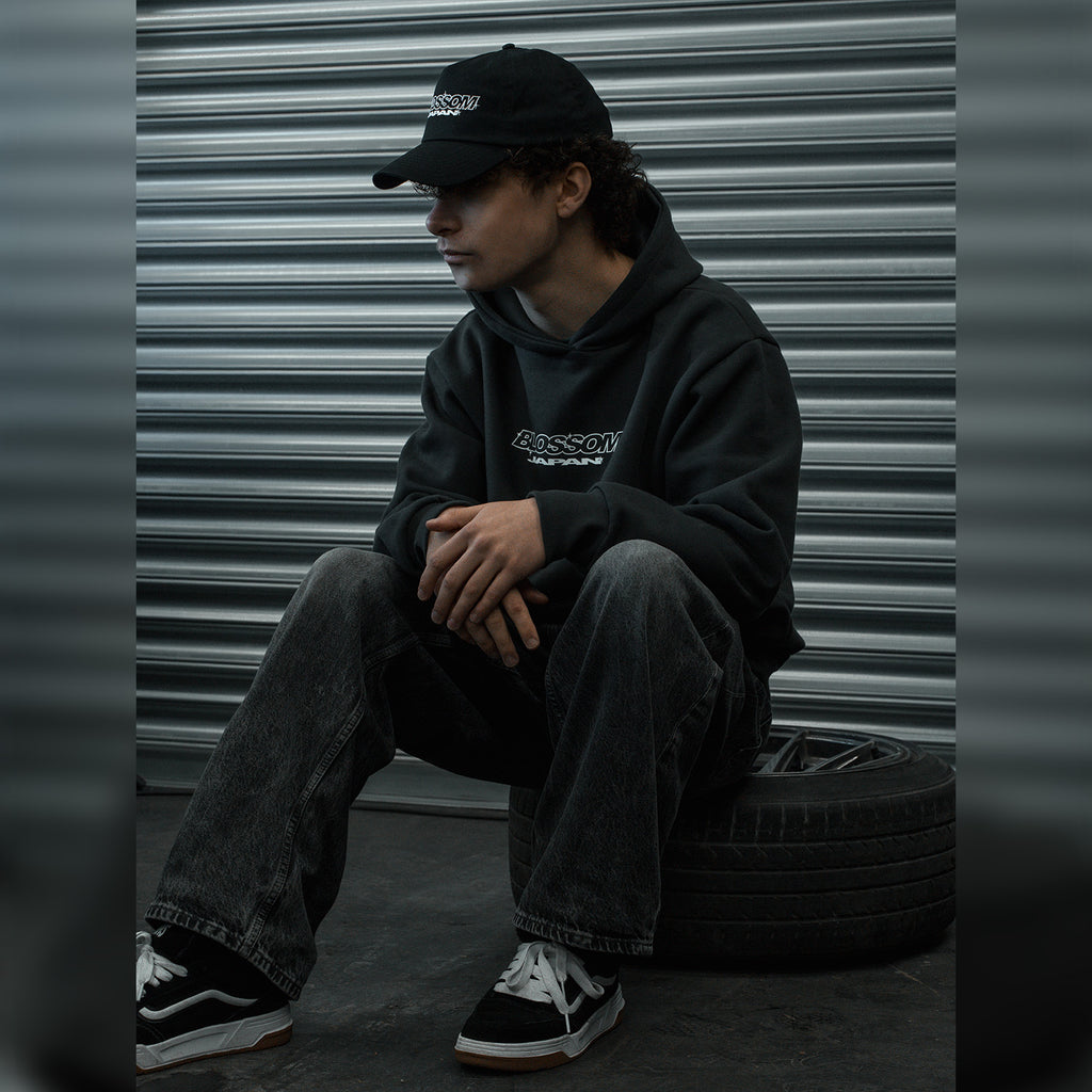 Retro Racer Relaxed Hoodie - Charcoal Grey