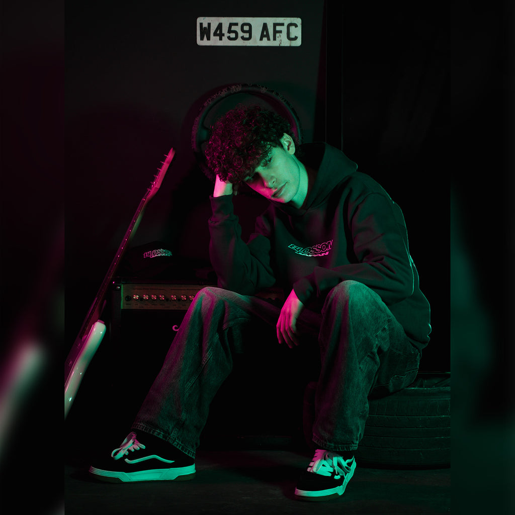 Retro Racer Relaxed Hoodie - Charcoal Grey