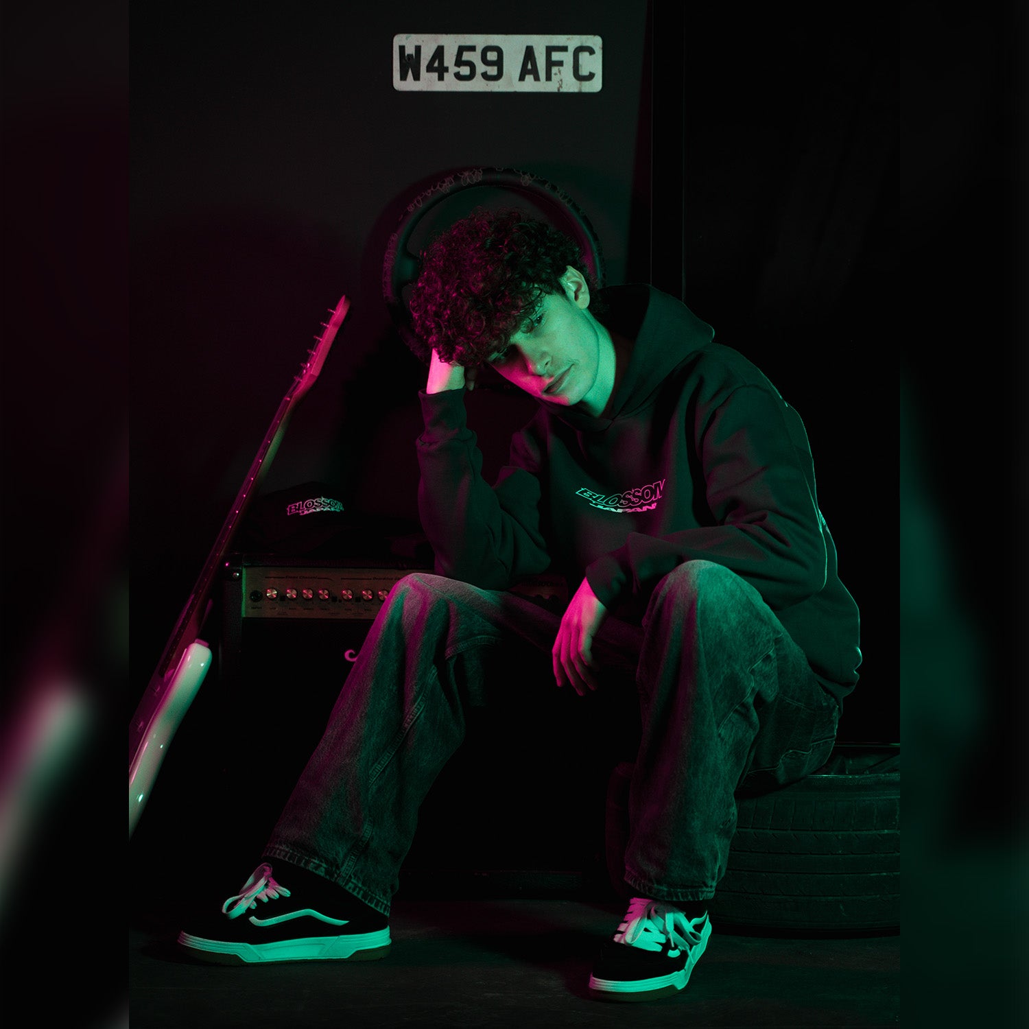 Retro Racer Relaxed Hoodie - Charcoal Grey