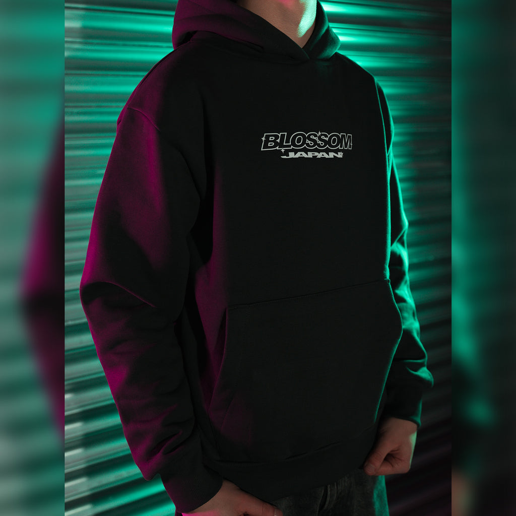 Retro Racer Relaxed Hoodie - Charcoal Grey