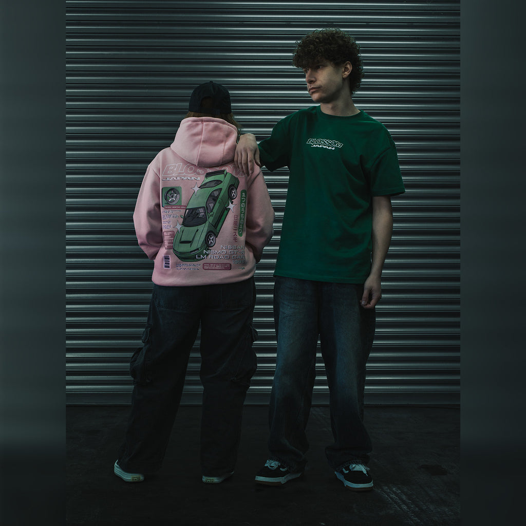 Retro Racer Relaxed Hoodie - Baby Pink