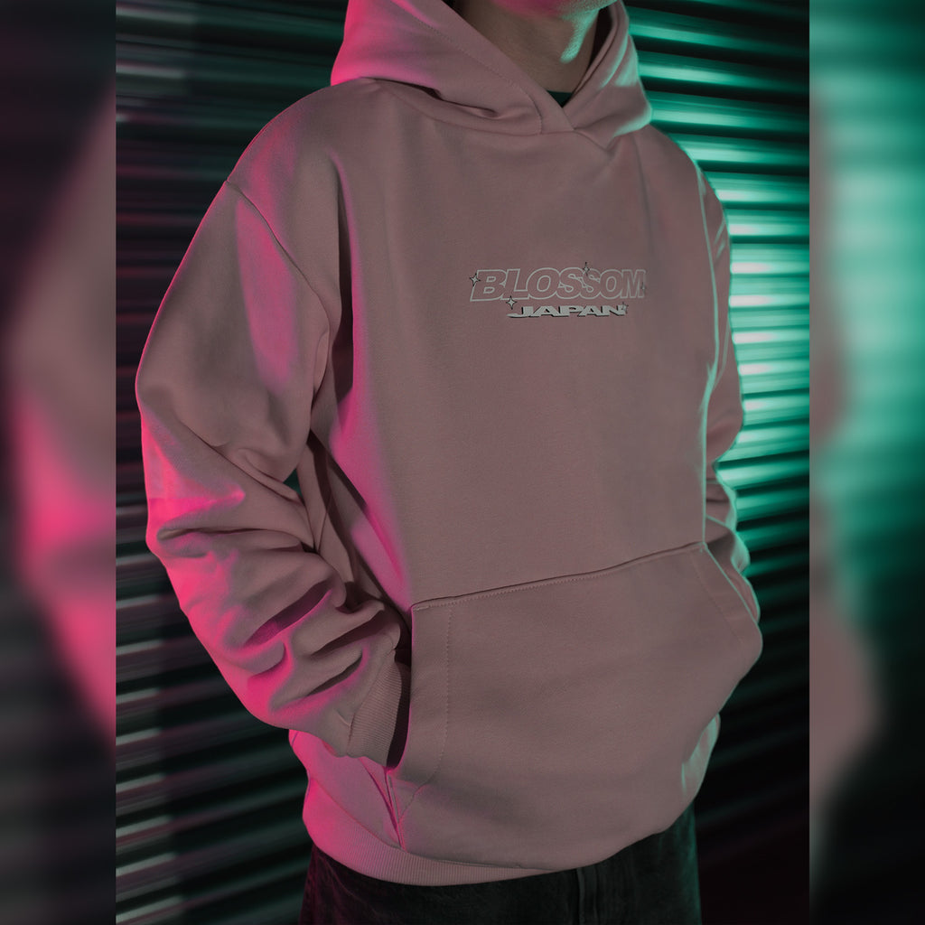 Retro Racer Relaxed Hoodie - Baby Pink