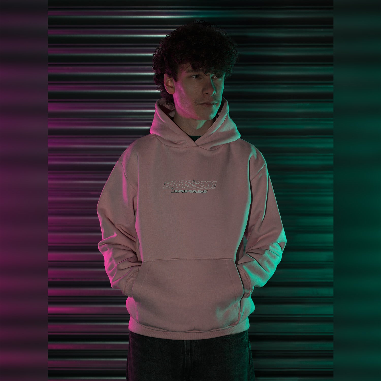 Retro Racer Relaxed Hoodie - Baby Pink