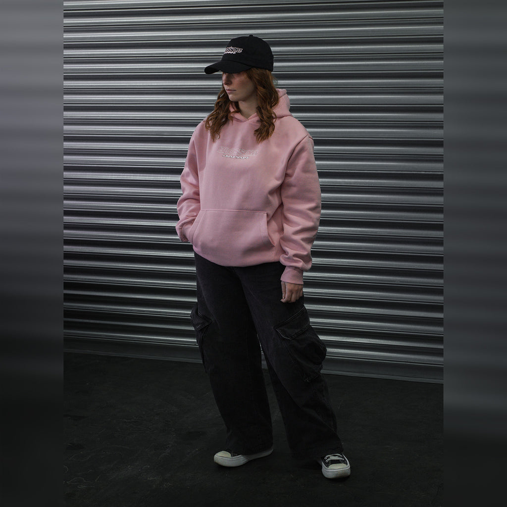 Retro Racer Relaxed Hoodie - Baby Pink