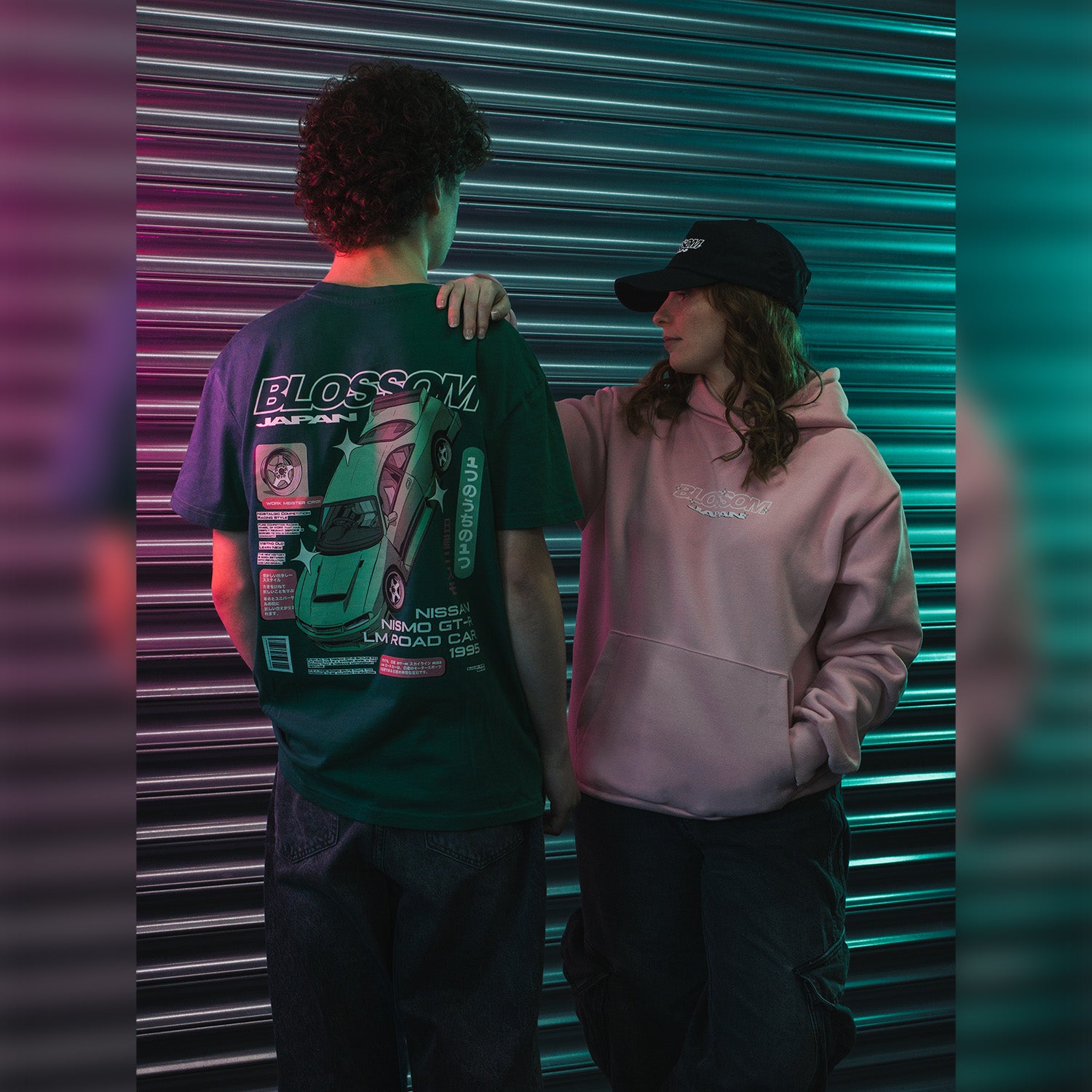 Retro Racer Relaxed Hoodie - Baby Pink