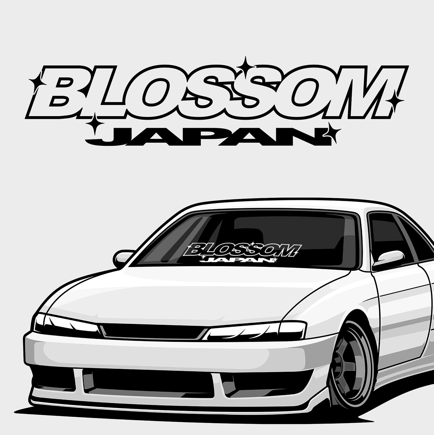 Retro Racer 'Blossom Japan' - XL Front/Rear Window Sticker