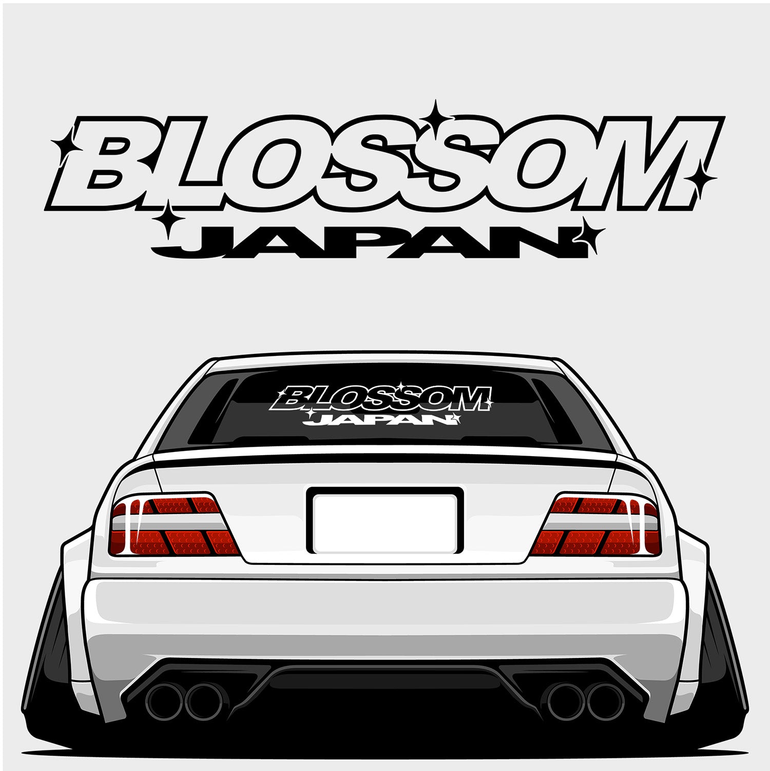 Retro Racer 'Blossom Japan' - XL Front/Rear Window Sticker