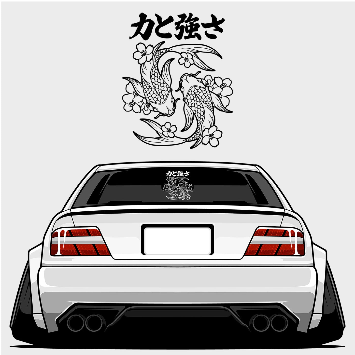 Strength & Power Koi Fish - XL Rear Window Die-Cut Sticker