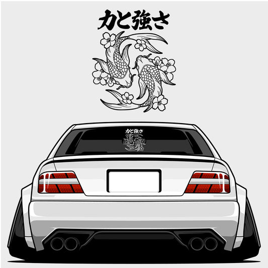 Strength & Power Koi Fish - XL Rear Window Die-Cut Sticker