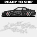 Black car with white floral design and 'Ready to Ship' text on a white background