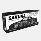 Sakura Livery car vinyl livery kit packaging on a white background