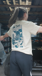 Beige Blossom Garage oversized drift MX5 t-shirt video